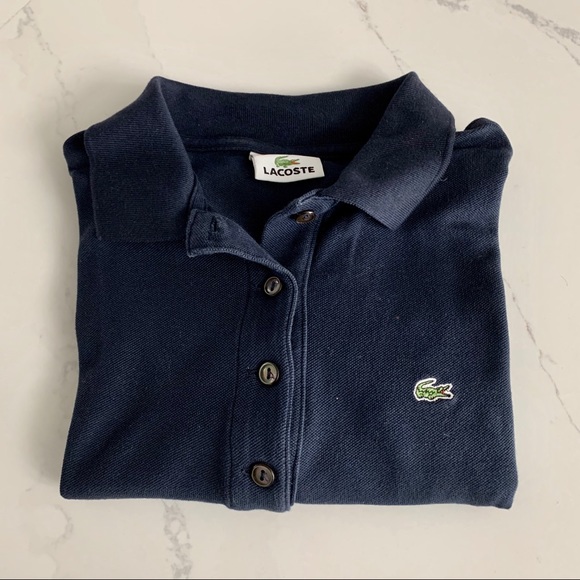 Lacoste Tops - Lacoste Navy Long Sleeved Polo